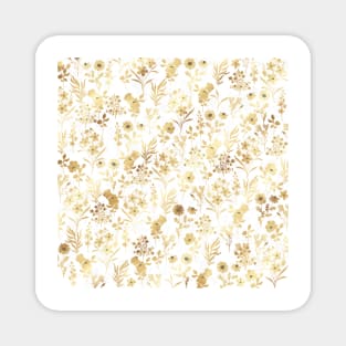 Botanical Gold Flowers Pattern Magnet