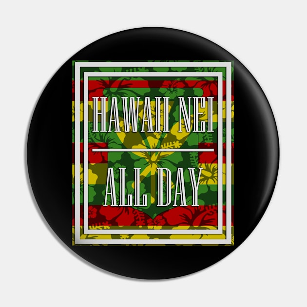 HNAD Floral Kanaka Maoli Flag by Hawaii Nei All Day Pin by hawaiineiallday