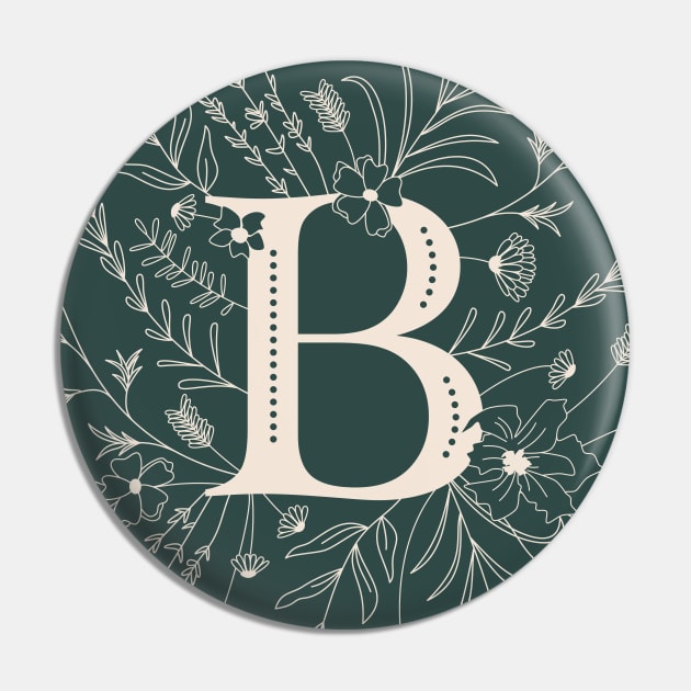 Botanical Letter B (Forest Green) Pin by Cascade Patterns