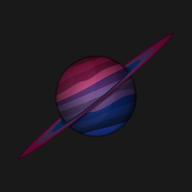 Planet and Rings in Bisexual Pride Flag Colors by LiveLoudGraphics