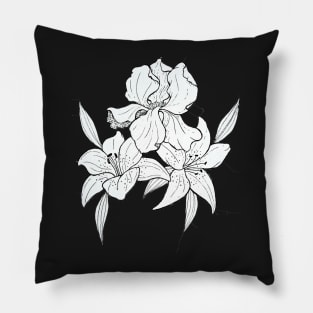 Iris and tiger lilies Pillow