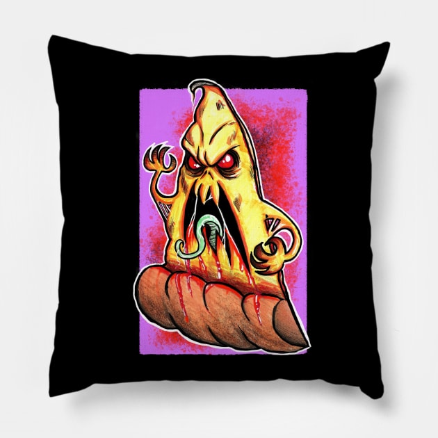 Evil Pizza Pillow by Jchurchart