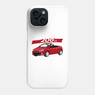 City car 206 cc Coupe Cabriolet france red Phone Case