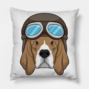 Beagle as Pilot with Pilot hat Pillow
