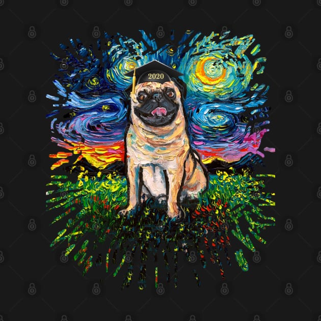 Happy Fawn Pug Night 2020 Graduation (splash version) T-Shirt by sagittariusgallery