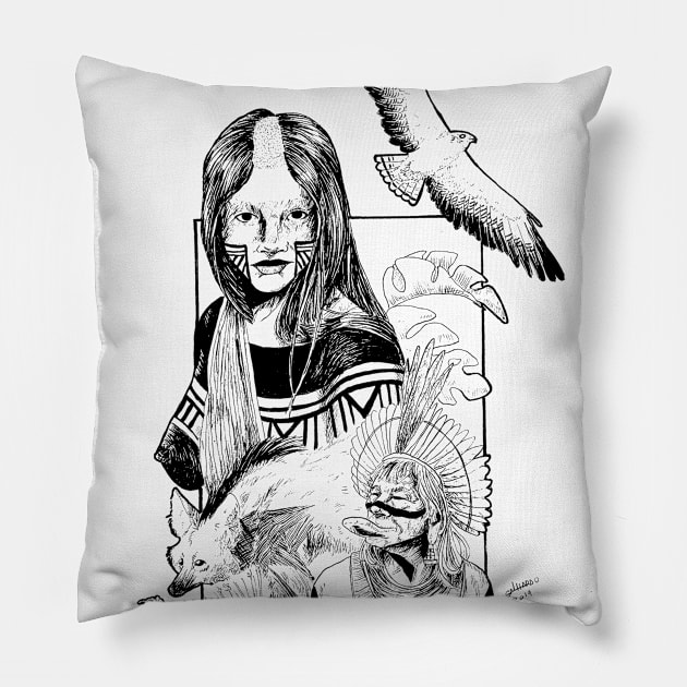 Kayapo People Pillow by Galhardo