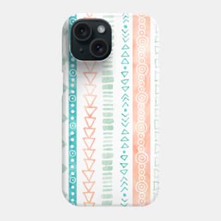 Orange Peach Green Aqua Blue Hand Drawn watercolor geometric Pattern Phone Case