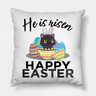 Cute Black Cat Bunny Ears Easter Egg Hunt Risen Bible Pillow