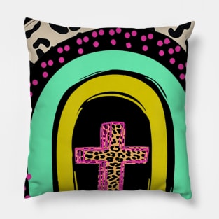 He Is Risen Leopard Rainbow Christian Jesus Easter Day Pillow