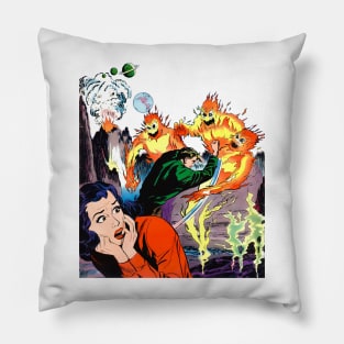 Fighting Fire Ghosts Forbidden Worlds Exploring the Supernatural Retro Vintage Comic Book Pillow