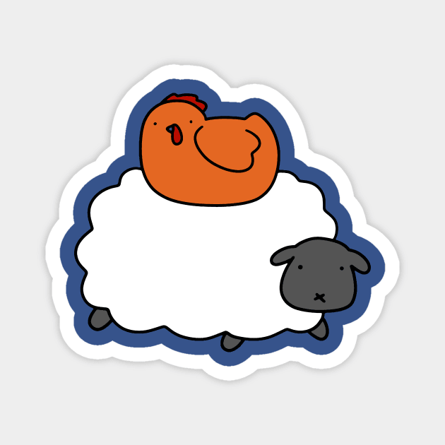 Sheep and Red Chicken Magnet by saradaboru