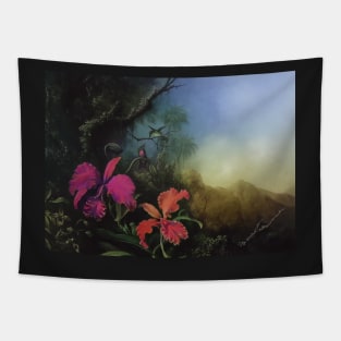 Two orchids and hummingbirds Tapestry