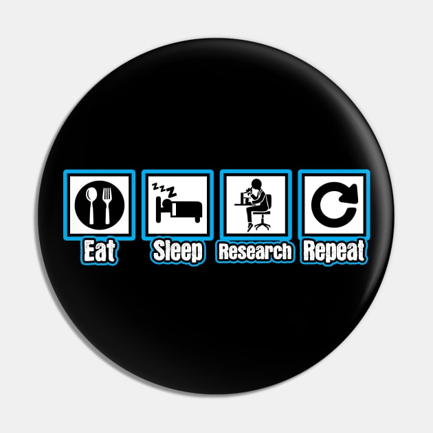 Eat Sleep Research Repeat Pin by ThyShirtProject - Affiliate