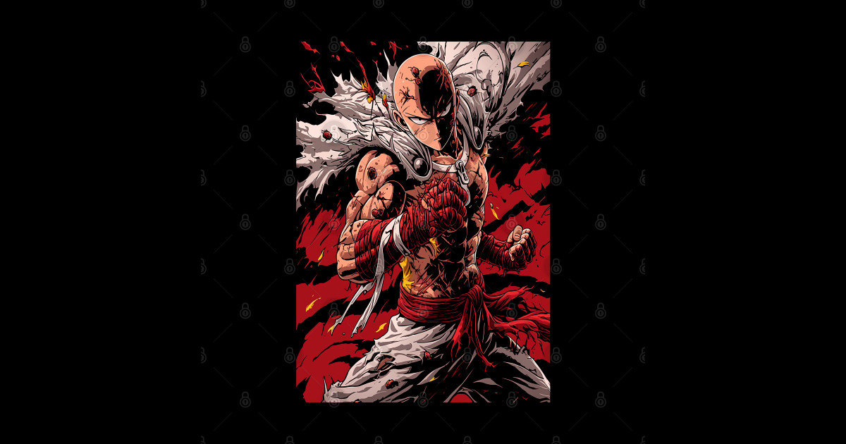 saitama - opm - One Punch Man - Sticker | TeePublic
