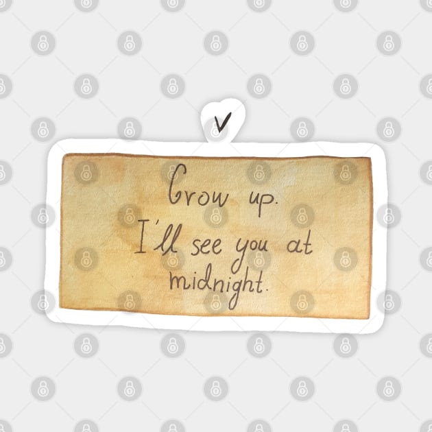 Grow up, i'll see you at midnight - Watercolour illustration Magnet by Le petit fennec