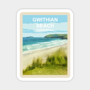 Gwithian Beach Cornwall UK Coast poster St Ives Magnet