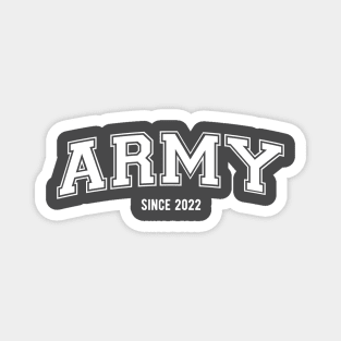 BTS Bangtan ARMY since 2021 varsity college text | Morcaworks Magnet