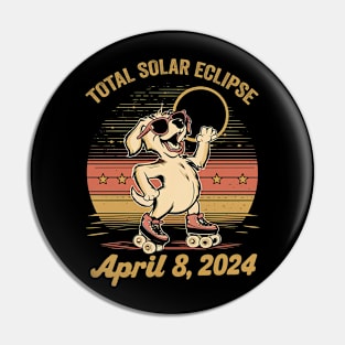 Total Solar Ecllipse 2024 - Cool Dog Retro Style Pin