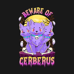 Kawaii Pastel Goth Cute Creepy 3 Headed Dog Funny Cerberus Halloween T-Shirt