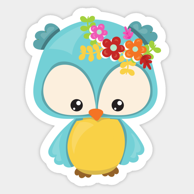Spring Animals, Cute Owl, Little Owl, Flowers - Cute Owl - Sticker | TeePublic Spring Animals, Cute Owl, Little Owl, Flowers - Cute Owl - Sticker | TeePublic