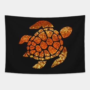 Golden Orange Ombre Faux Glitter Turtle Tapestry