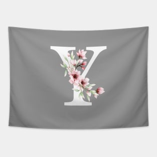 Letter Y Monogram With Cherry Blossoms Tapestry