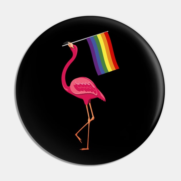 Flamingo Rainbow Flag LGBT Gay Pride Lesbian Pin by LotusTee