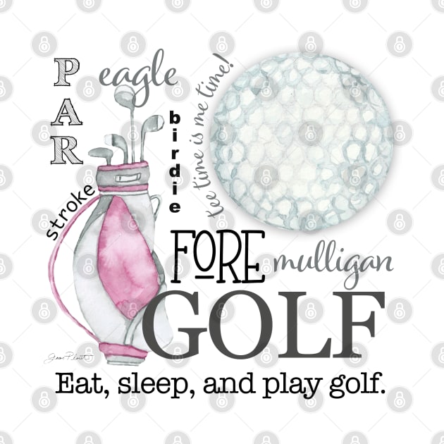 Pink Golf Art by Jean Plout Designs