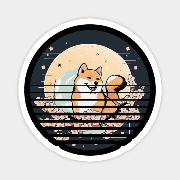 Shiba Inu Dog, Cherry Blossom, Japanese Style Magnet by logiamerch