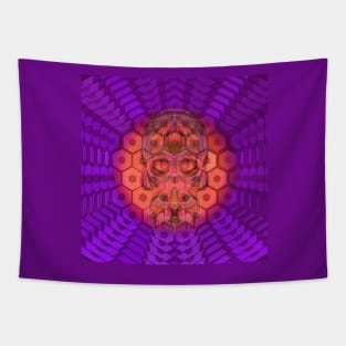 Electroluminated Skull Flower - Amethyst Peach Tapestry