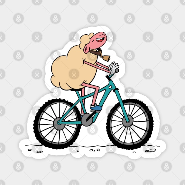 Sheep Riding A Bicycle Magnet by OnepixArt