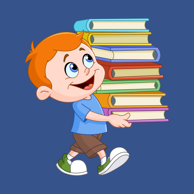 Boy Carrying Books by DigiToonsTreasures