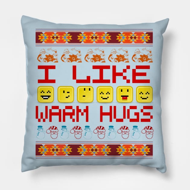 Emoji Pixel Christmas design Pillow by FlyingWhale369