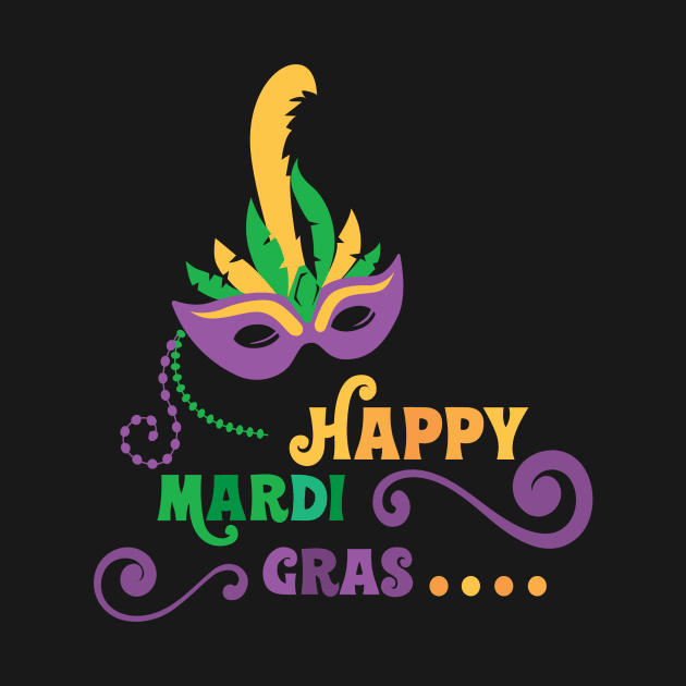 Happy Mardi Gras T-shirt and Apparel by TeeBunny17