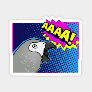 Screaming african grey comic Magnet