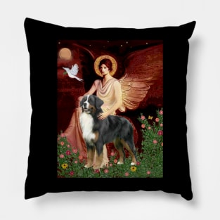 Bernese Mountain Dog with Angel (adapted from famous art) Pillow