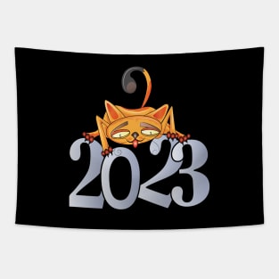 Happy New Year Cats 2023 Tapestry