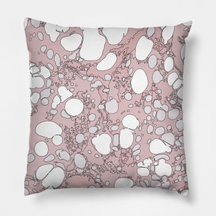 Pastel Pink White Black Bubble Paint Spilled Ink Mess Effect Pillow