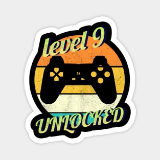 Level 9 Unlocked 9th Birthday funny Gift idea for Gamers Magnet