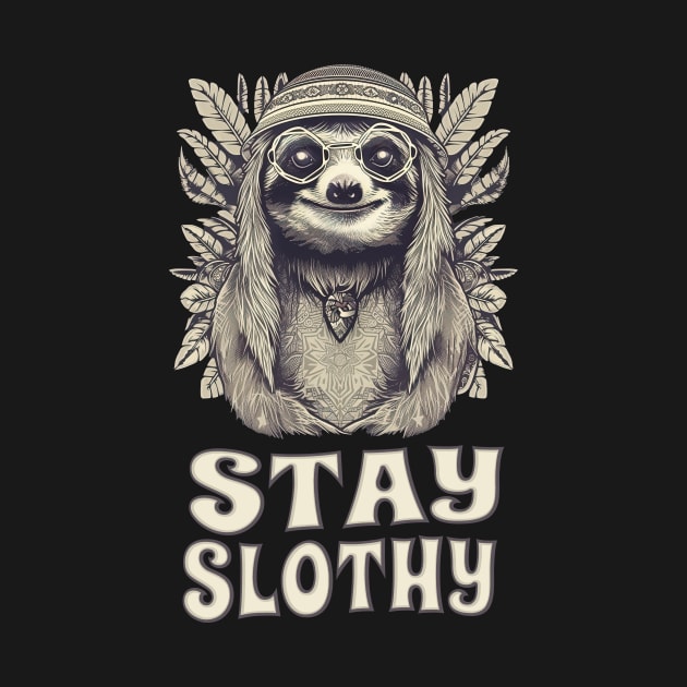 Stay Slothy Funny Hippie Cute Sloth by Foxxy Merch