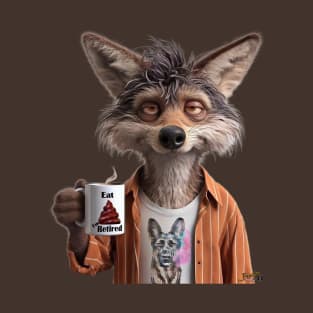Retired Coyote with Coffee by focusln T-Shirt