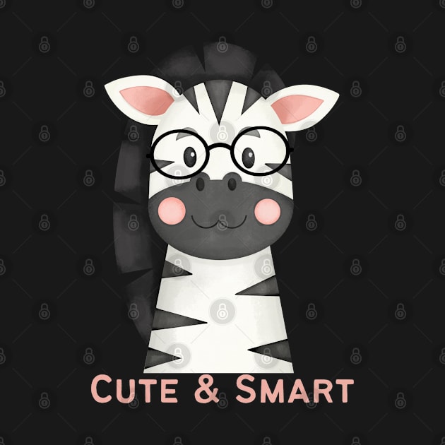 Cute and Smart Cookie Sweet little zebra in glasses cute bright kids and animals by BoogieCreates