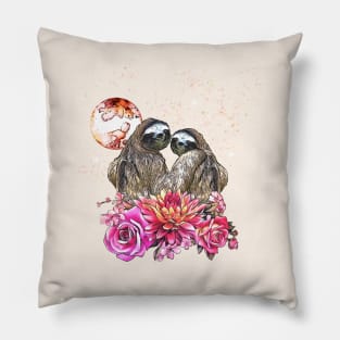 Sloths in love, lovers couple cute Pillow