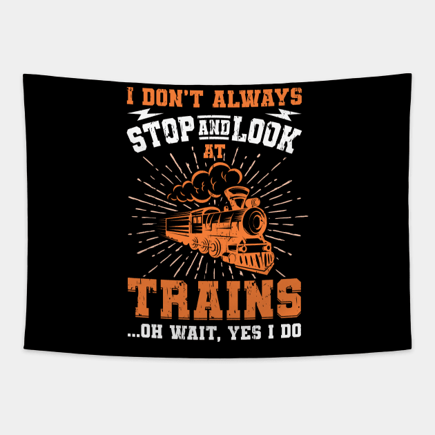 I Don't Always Stop Look At Trains Gift Tapestry by Delightful Designs