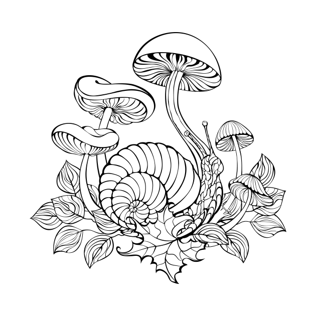 Snail with Contour Mushrooms by Blackmoon9