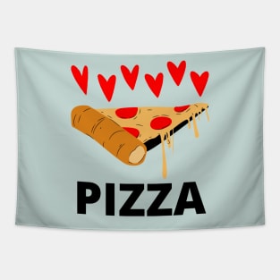 Pizza slice with red hearts pizza lovers Tapestry