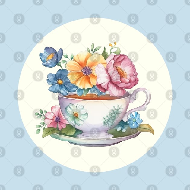 Whimsical Teacup With Flowers by get2create