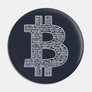 Bitcoin Design with crypto words Pin