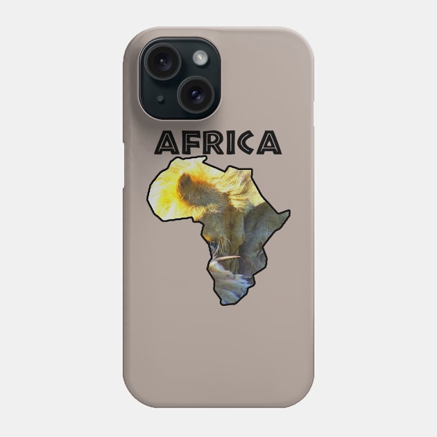 Africa Wildlife Map Lion Feast Phone Case by PathblazerStudios