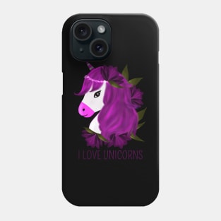 purple unicorn Phone Case